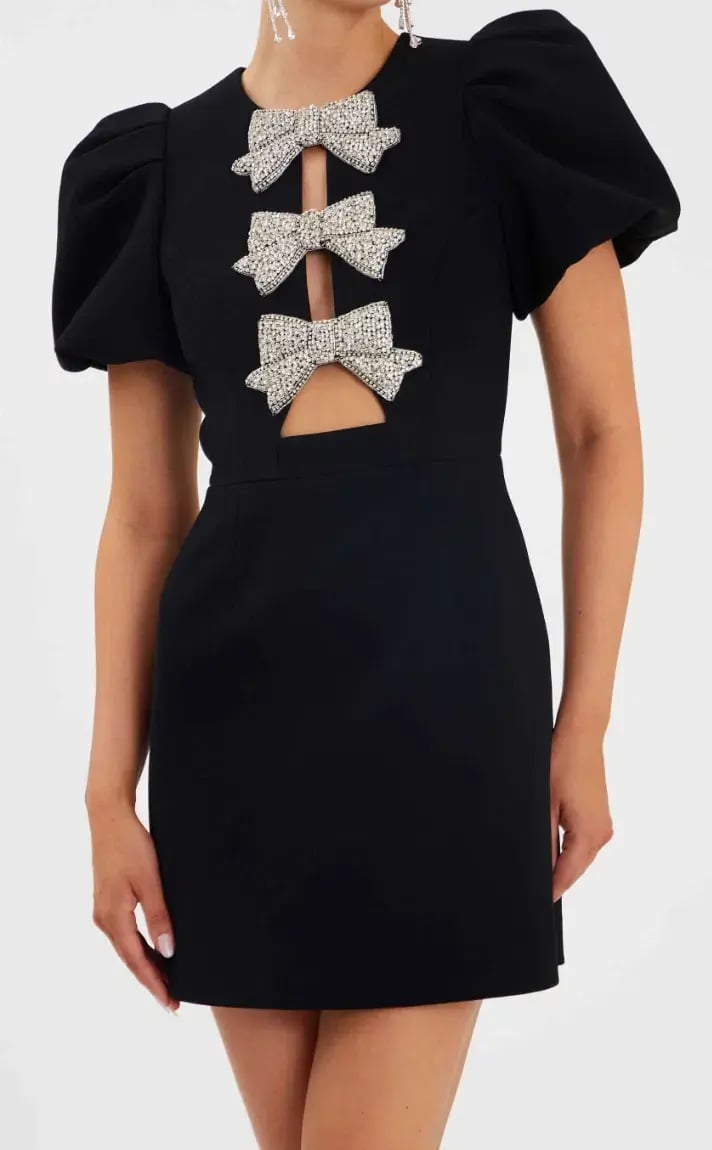 Rebecca Vallance Juliana Puff Sleeve Mini Dress Black Size 12 photo 2