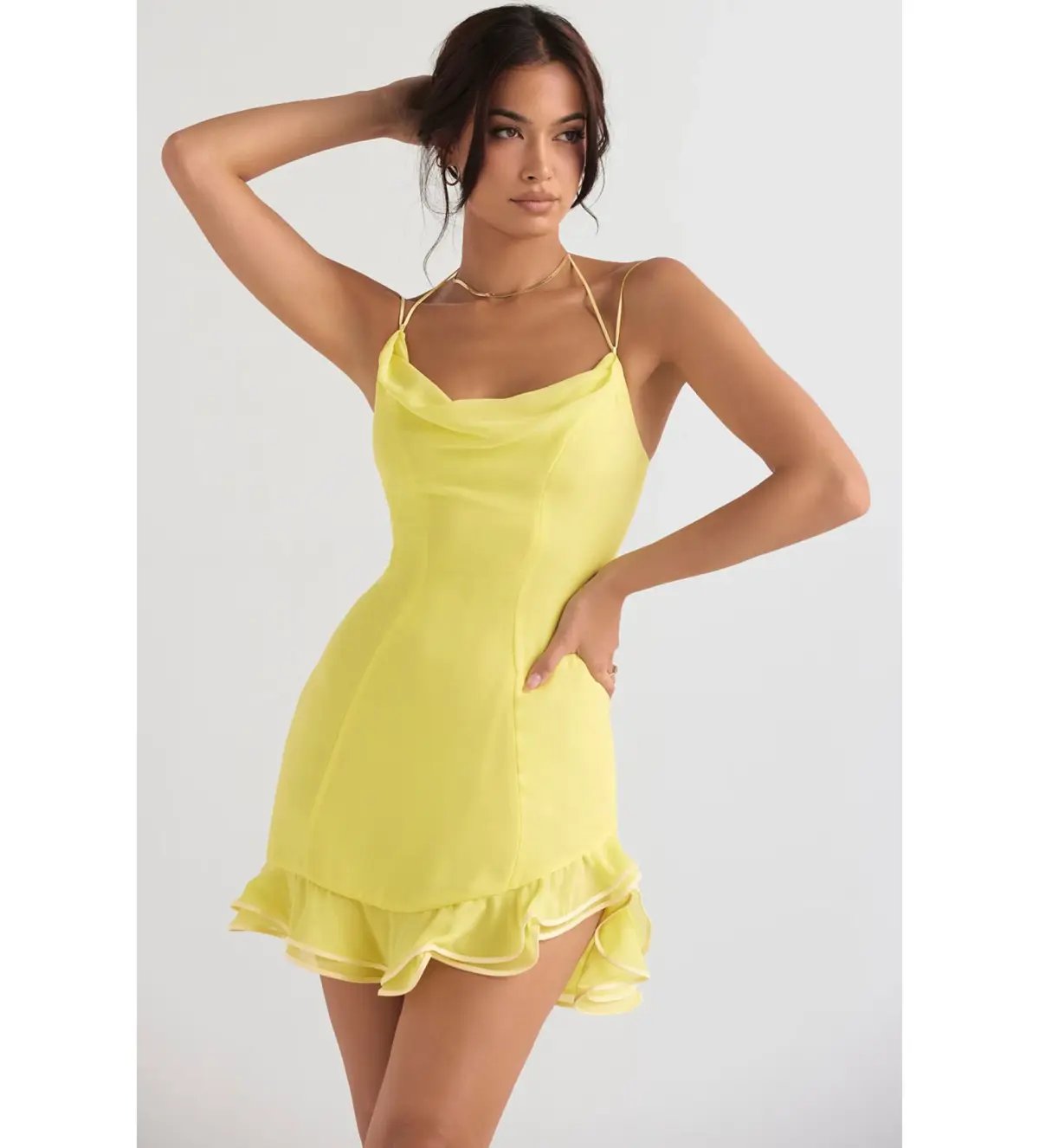 House of CB Rossella Ruffle Mini Dress in Yellow Size S / AU 8 photo 2