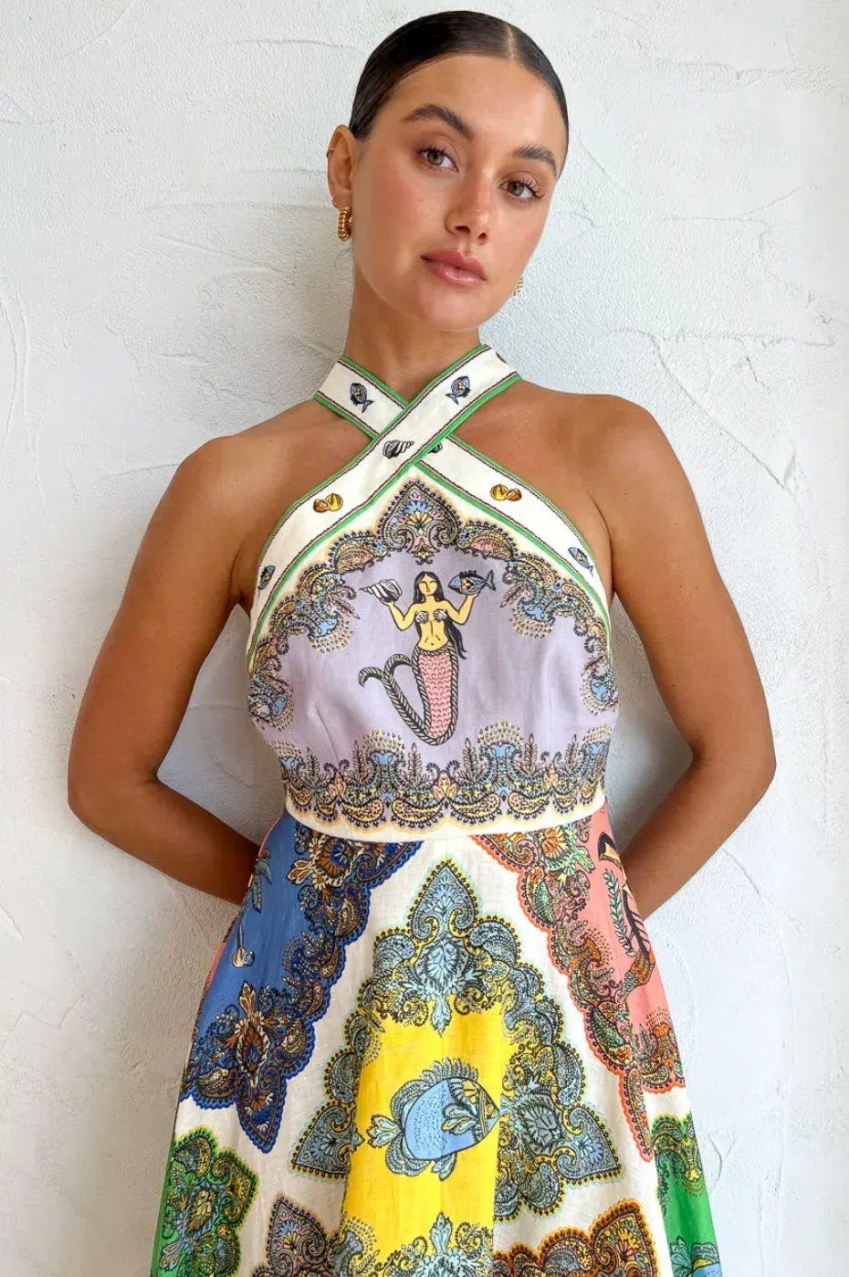 Alemais Trippy Troppo Halter Midi Dress Multi Size AU 10 photo 3
