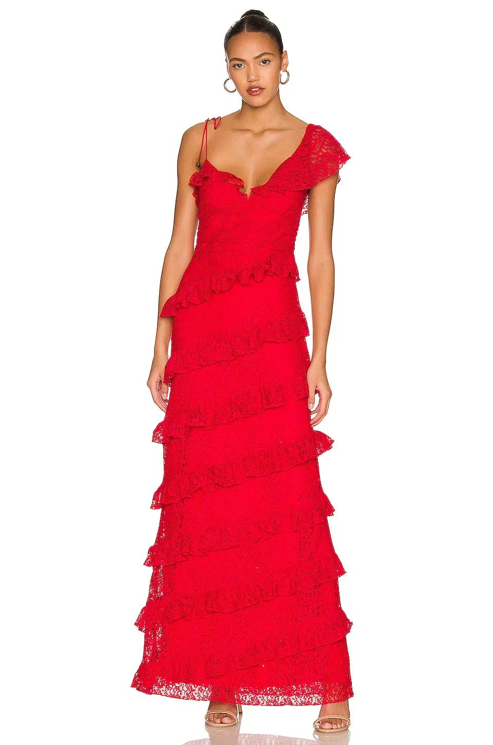 Tularosa Kristen Lace Gown Cherry Red Size 6 photo 5