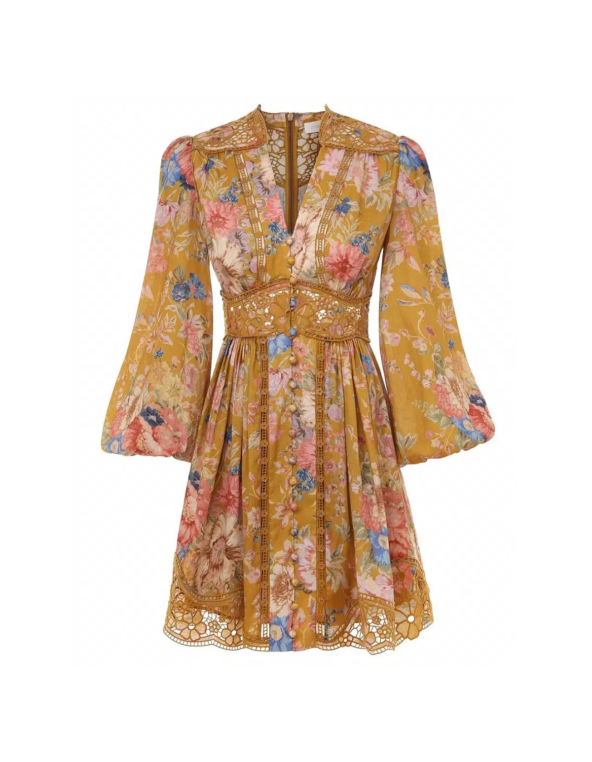 Zimmermann August Plunge Mini Dress Multi Print Size 1 / AU 10 photo 3