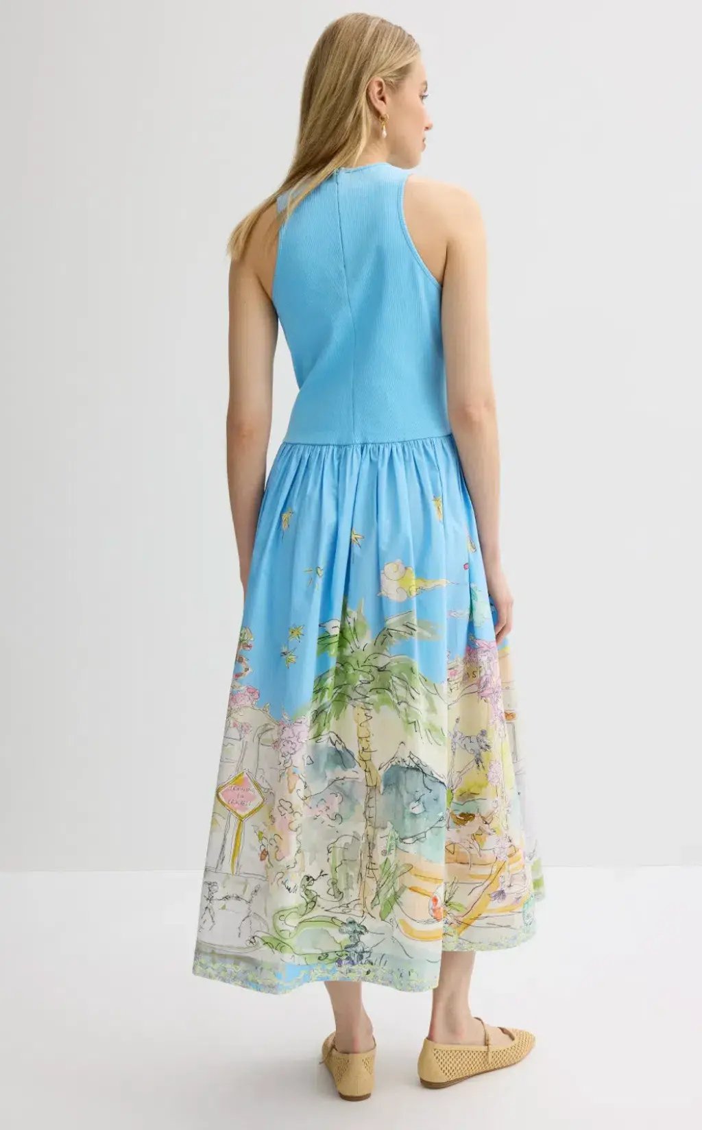 Alemais Anouk Tank Midi Dress Blue Print Size 14 photo 3