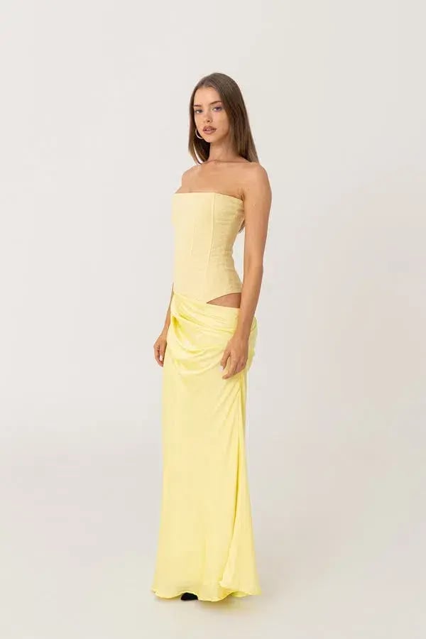 HNTR The Label Huxley Maxi Gown Lemon Size 6 photo 3