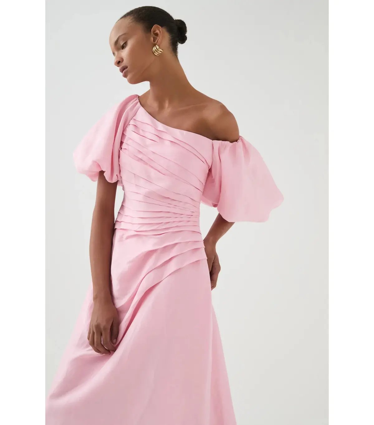 Aje Cadence Ruched Midi Dress Ballerina Pink Size AU 8 photo 2