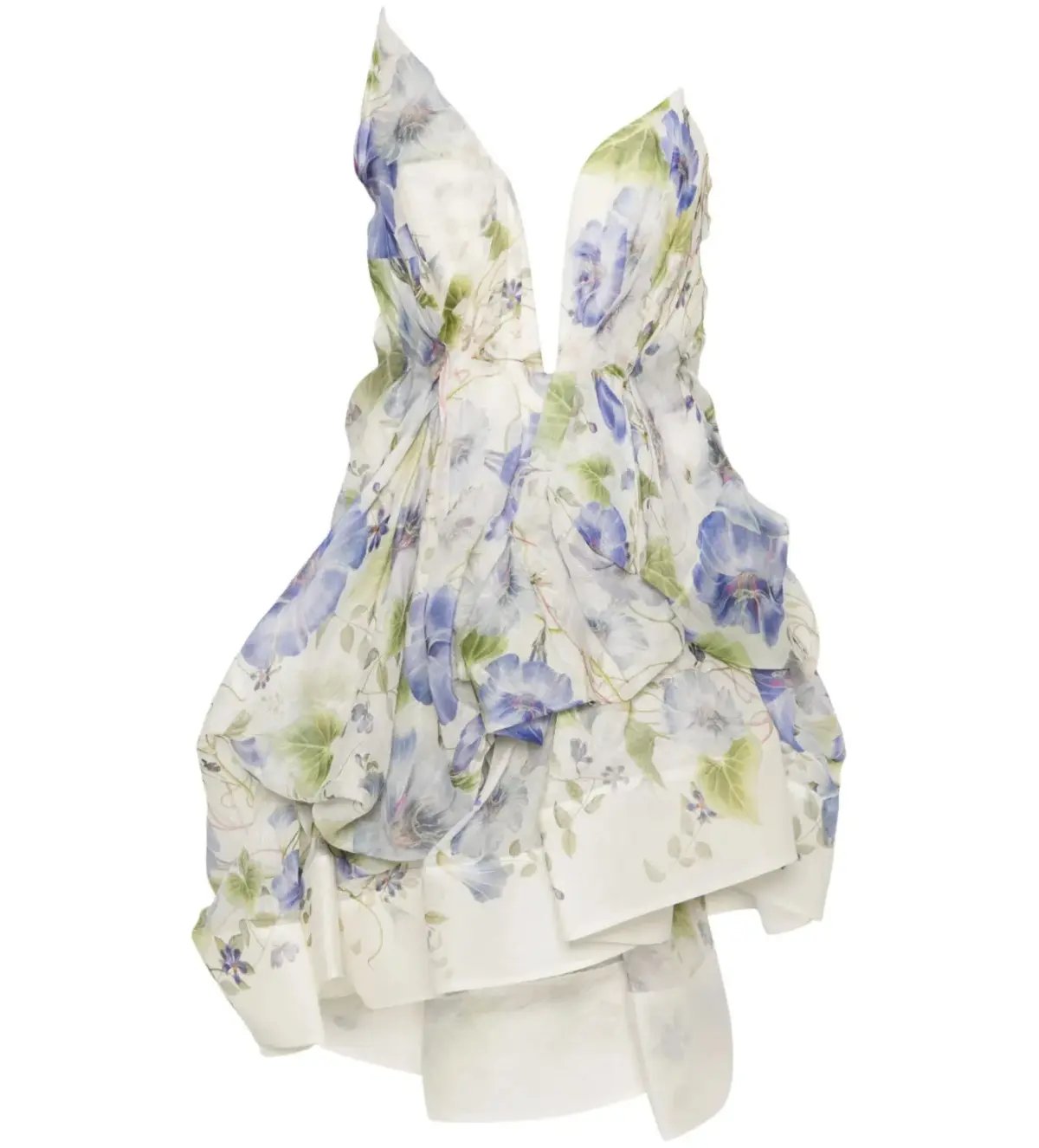 Zimmermann Natura Drape Mini Dress Blue Floral Size 0/ AU 8 photo 4