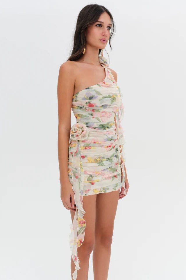 FOR LOVE & LEMONS ABBY ONE SHOULDER MINI DRESS - MULTI photo 6