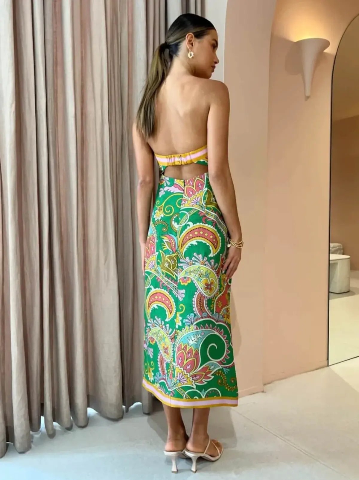 Alemais Marion Bodice Midi Dress Green Size AU 10 photo 3