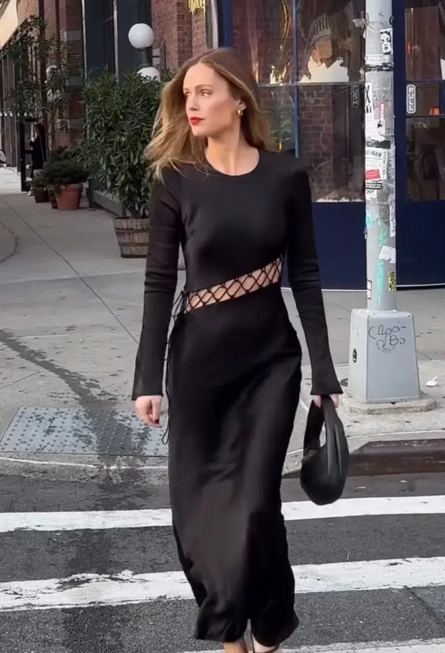 Shona Joy Arienzo Asymmetrical Lace Up Maxi Dress Black Size 8 photo 3