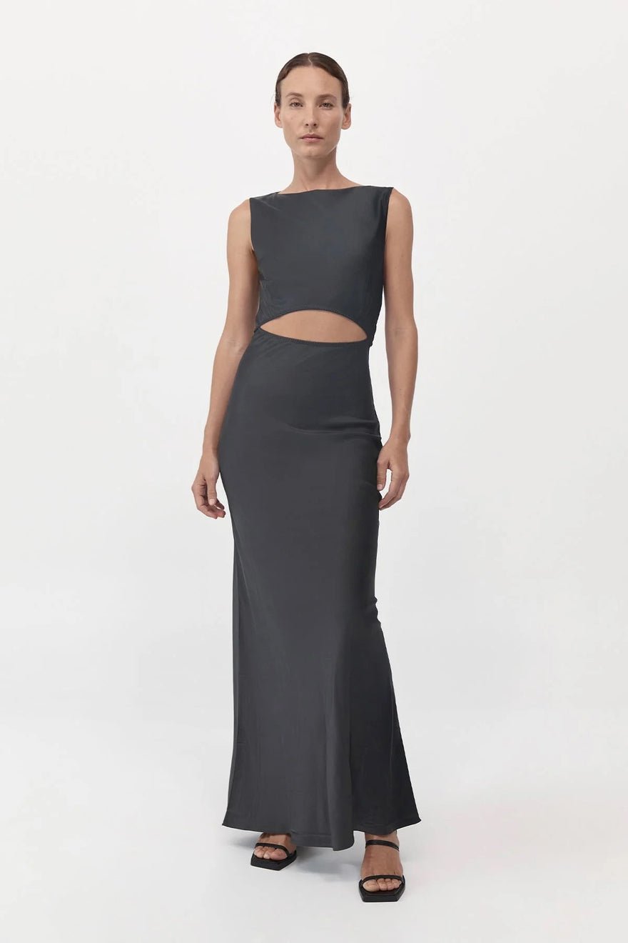 St Agni Soft Silk Cut Out Dress - Washed Black photo 4