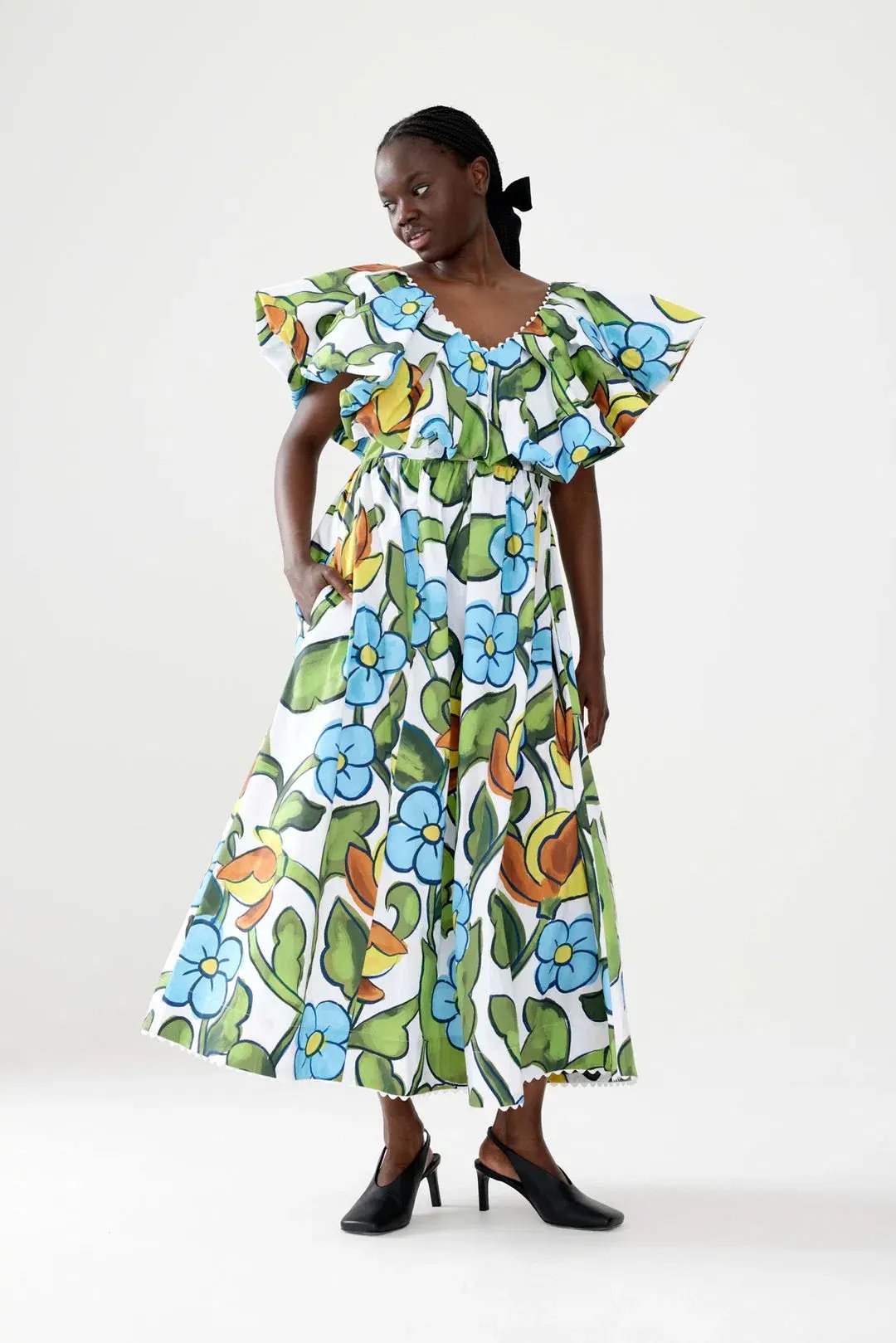 Binny The Front Lawns Midi Dress Multi Floral Size 16 photo 2