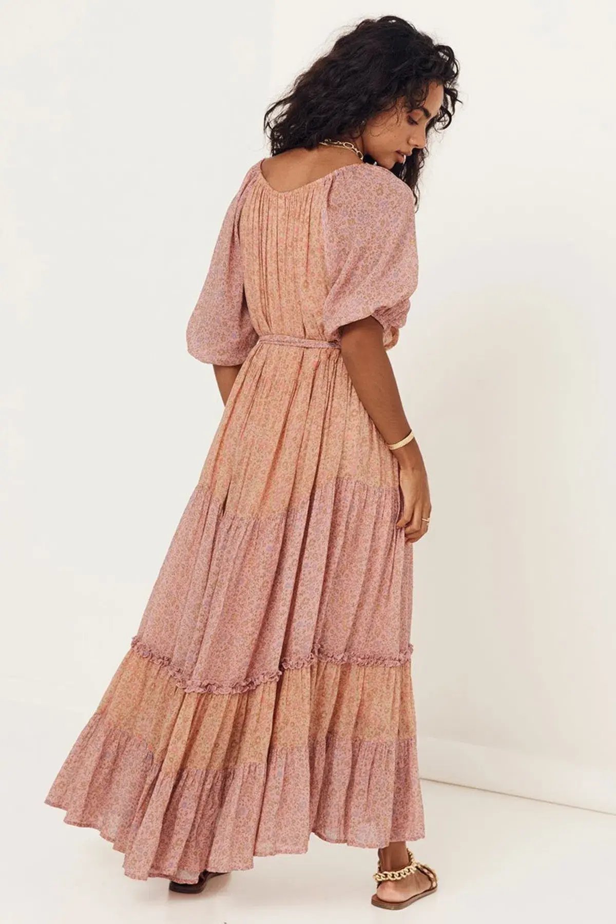 Spell & The Gypsy Rae Off Shoulder Gown Pink Peach Floral Size S / AU 8 photo 3