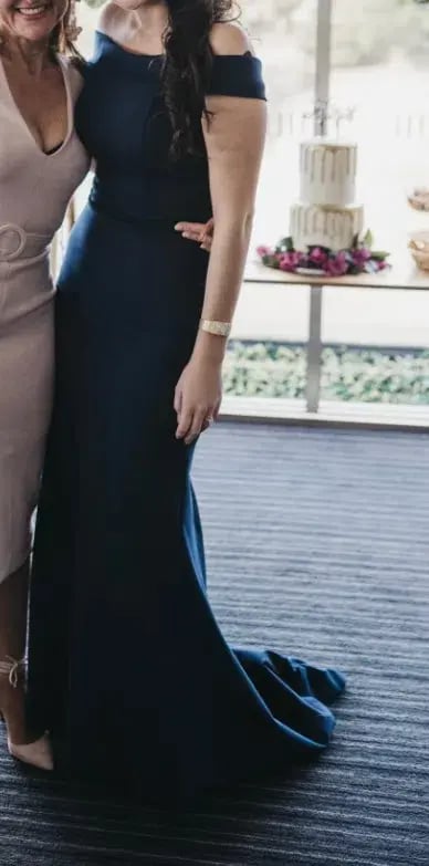 Sherri Hill Maxi Dress Navy Size 8 photo 3