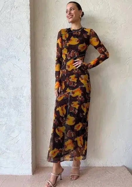 Sir The Label Jacques Mesh Panelled Midi Dress Expressionist Size 2 / AU 10 photo 2