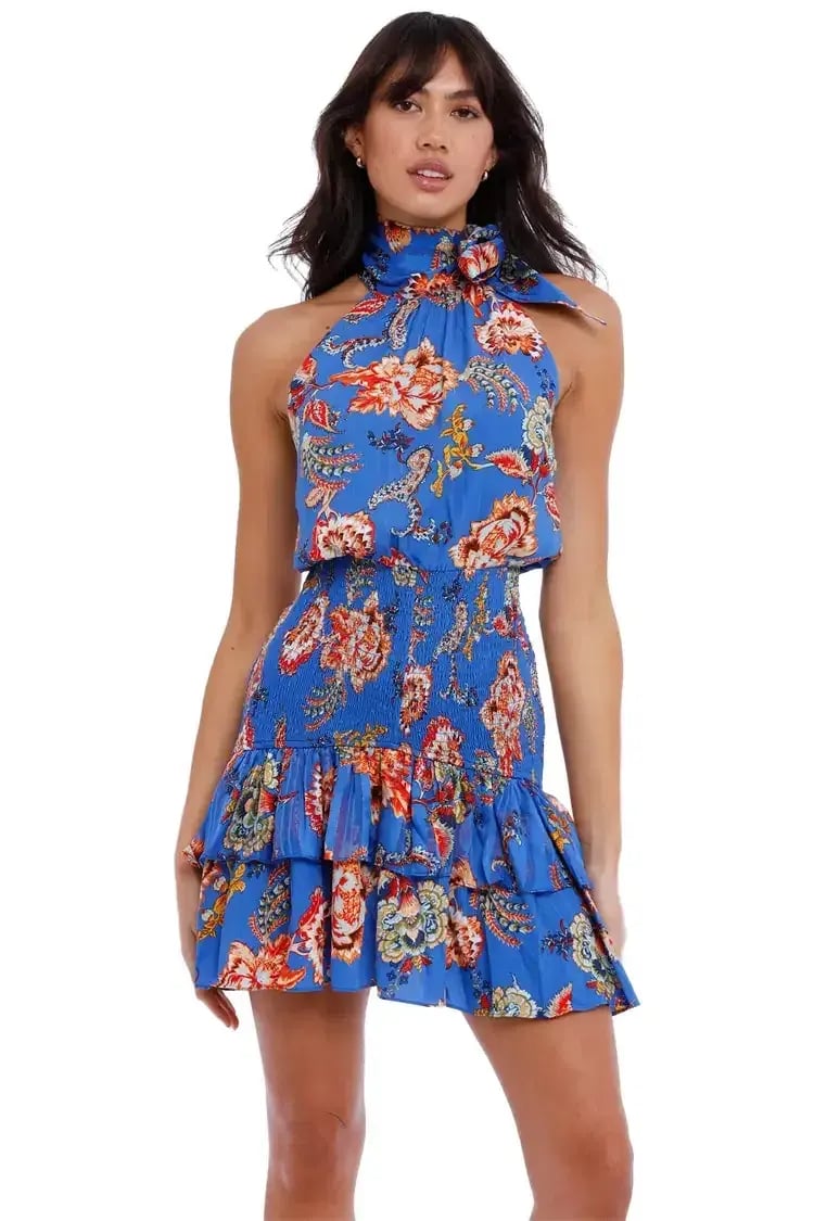 Elliatt Virago Dress Blue Multi Print Size 14 photo 2