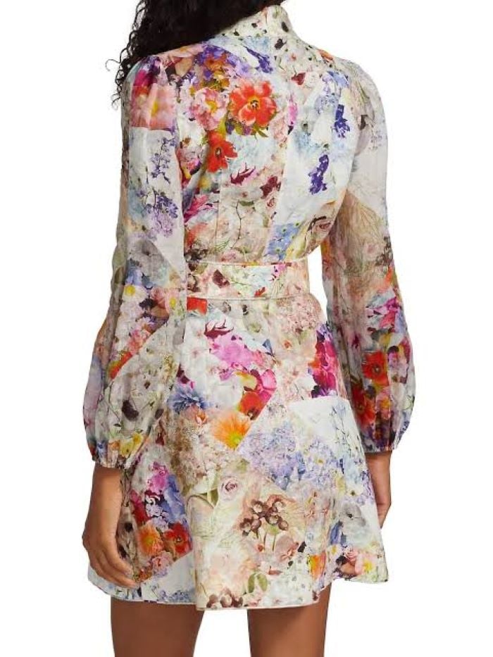 Zimmermann Prima Belted Mini Dress Patchwork Floral photo 3