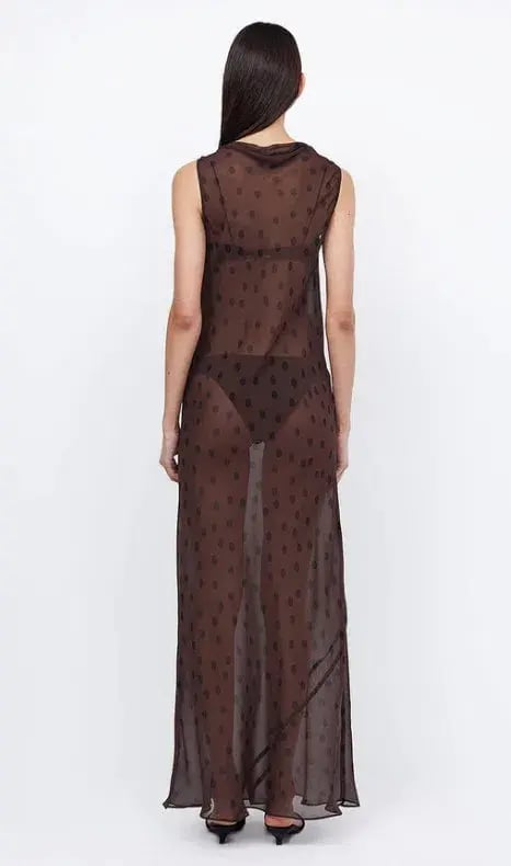 Bec & Bridge Turner Boatneck Sheer Maxi Dress Brown Size AU 10 photo 3