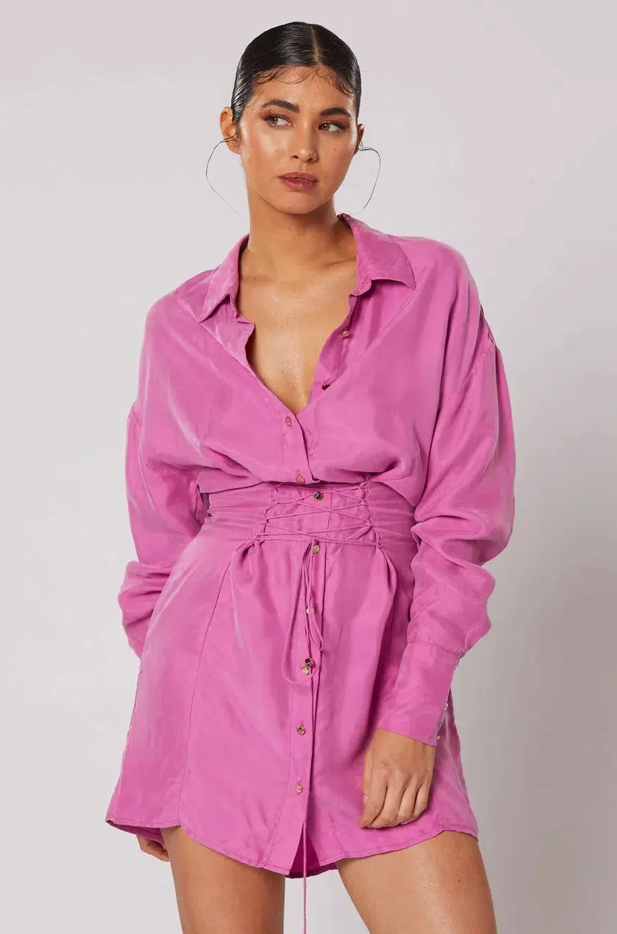 Winona Morado Button-Up Dress Pink Size 8 photo 2