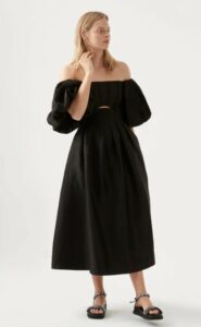 Aje Eugenie Off Shoulder Midi Dress - Black photo 7