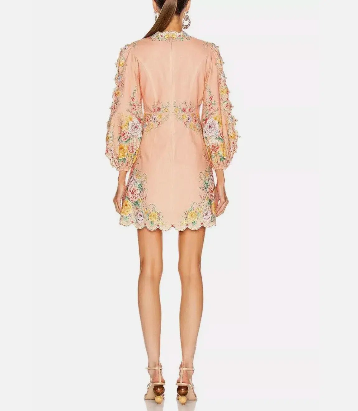 Zimmermann Zinnia Scallop Mini Dress Coral Floral Size 0/Au 8 photo 2