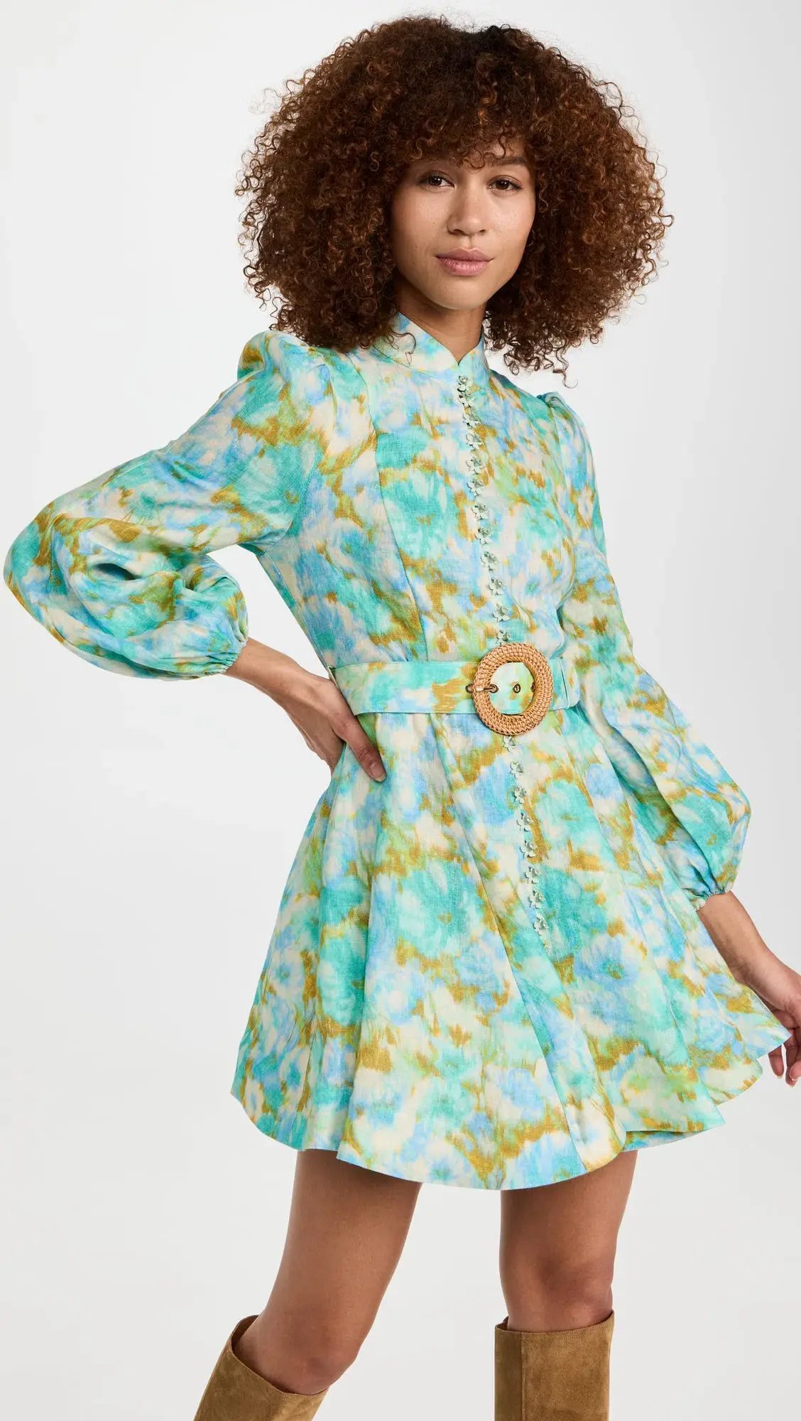 Zimmermann High Tide Buttoned Mini Dress Floral Size 1 / Au 10 photo 3