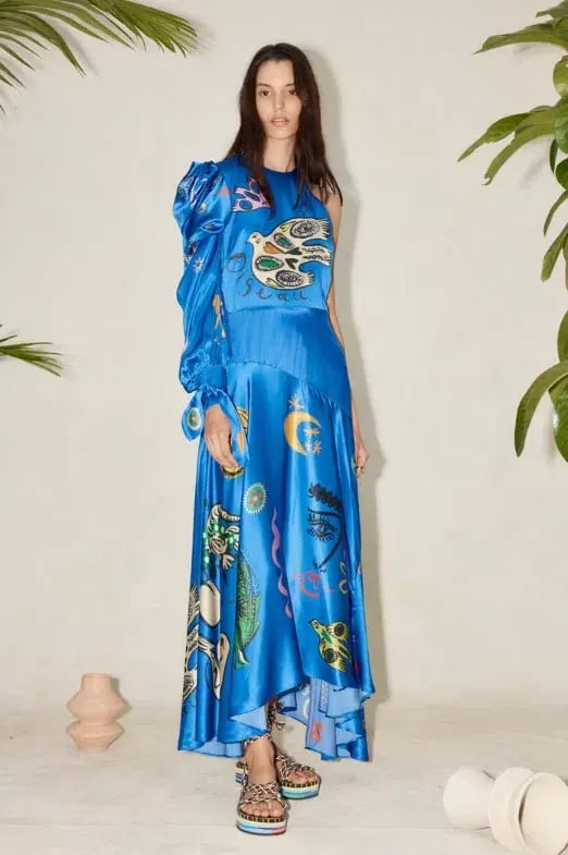 Alemais Soleil One Shoulder Midi Dress Blue Size 6 photo 2
