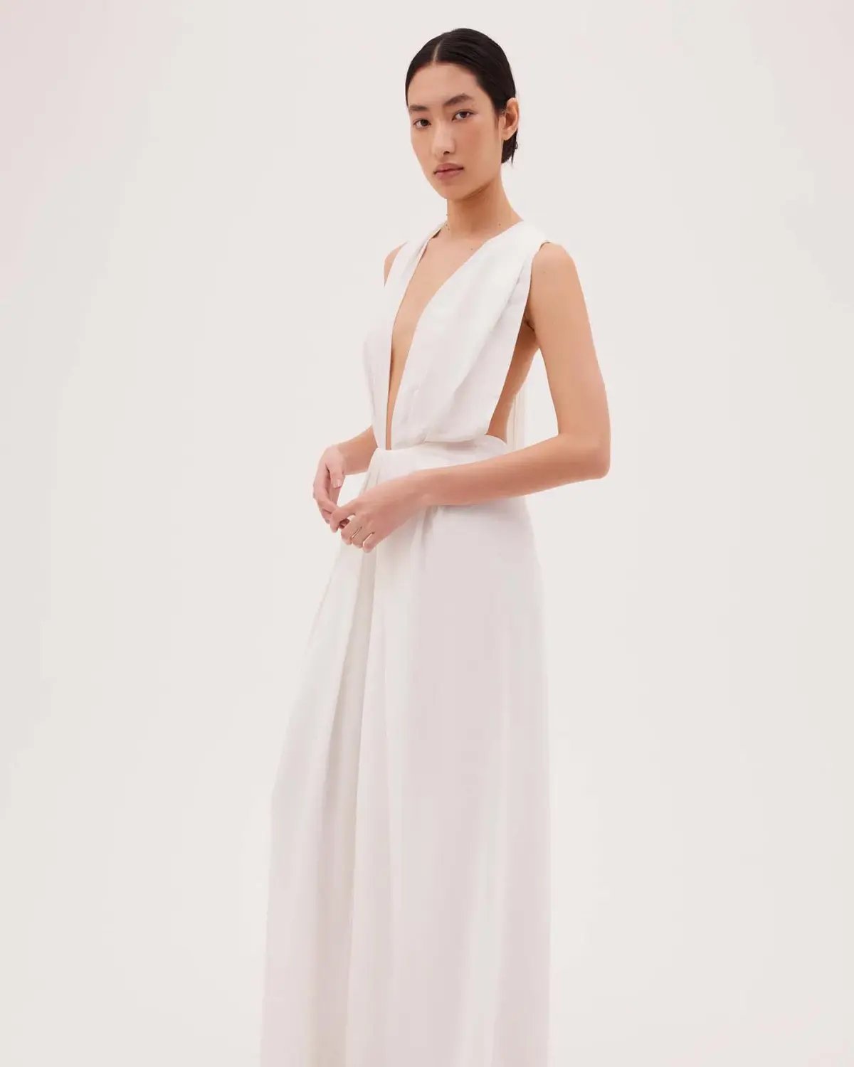 Bianca Spender Ascendent Gown in White Silk Size 10 photo 2