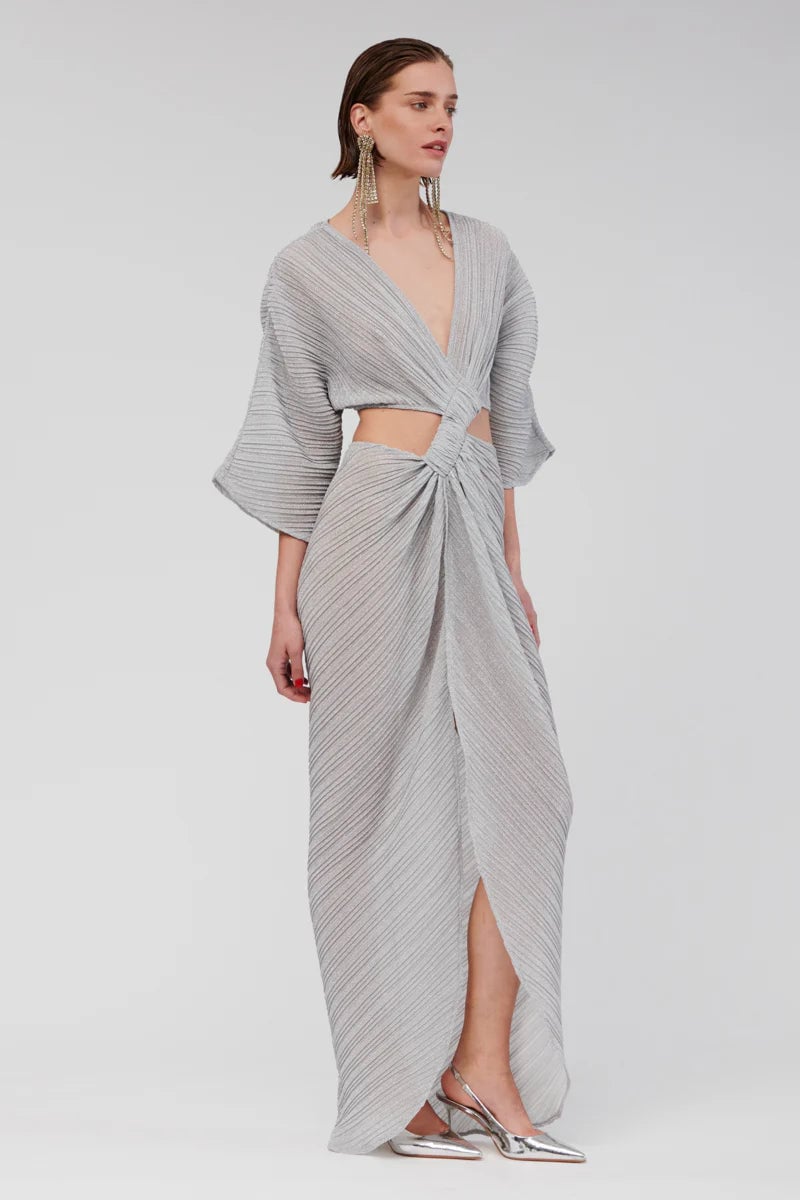SUBOO STEVIE CROSSOVER MAXI DRESS - SILVER photo 4