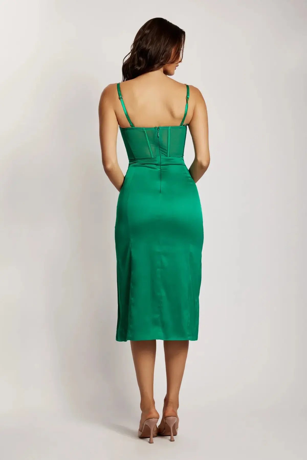 Meshki Chain Strap Side Split Corset Midi Dress Green Size XS/Au 6 photo 2