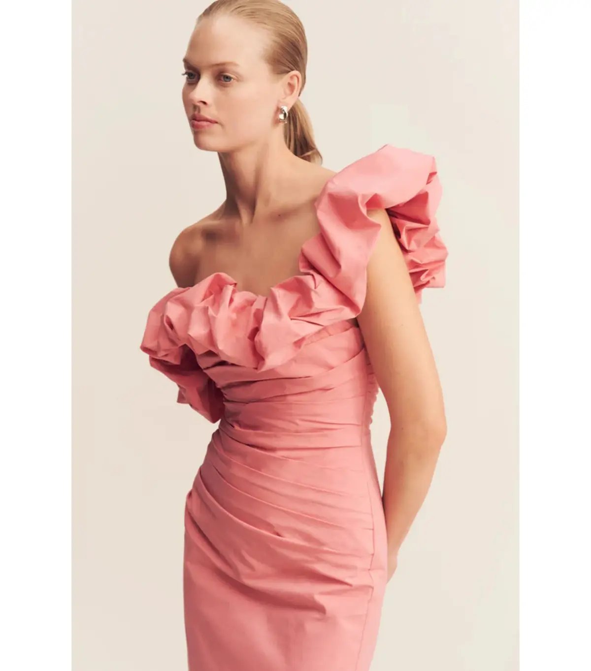 Shona Joy Campbell Ruffle Draped Maxi Dress in Bubblegum Size AU 10 photo 3