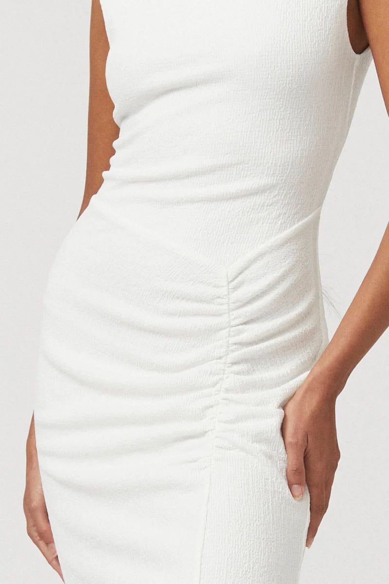 SUBOO JACQUI ROUCHED FRONT MIDI DRESS - WHITE photo 4