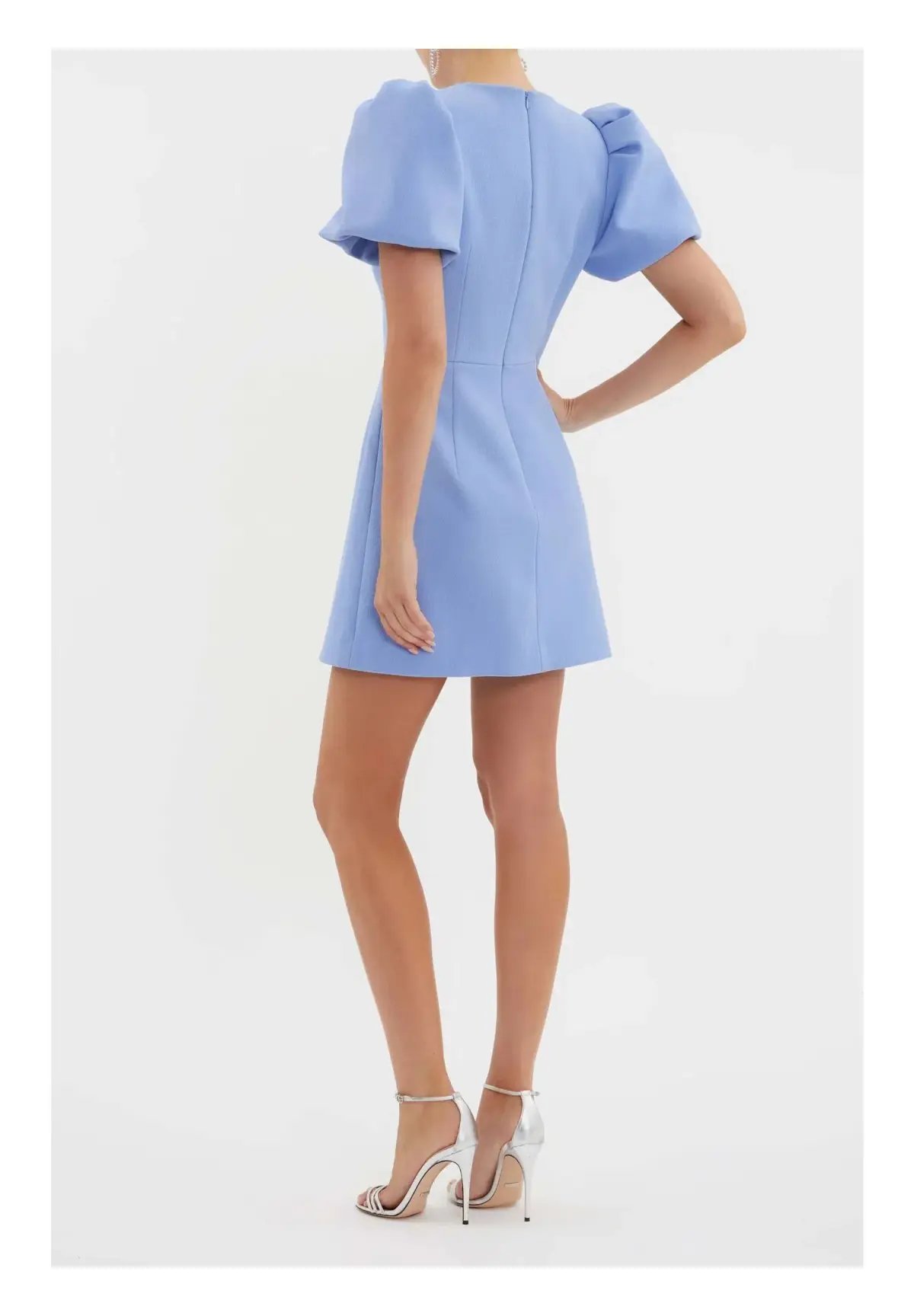 Rebecca Vallance Juliana Puff Sleeve Mini Dress Blue Size 12 photo 3
