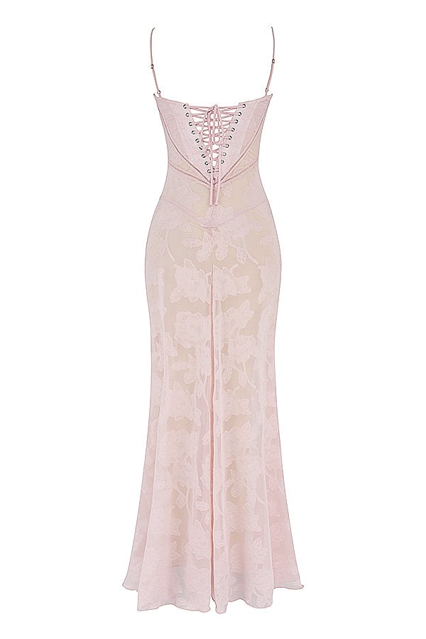 HOUSE OF CB SEREN FLORAL LACE BACK MAXI DRESS - SOFT PINK photo 8