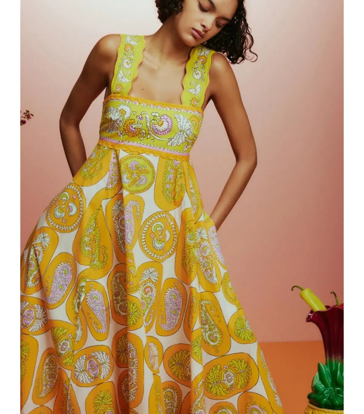 Alemais Diana Summer Dress Yellow Floral Size AU 8 photo 3