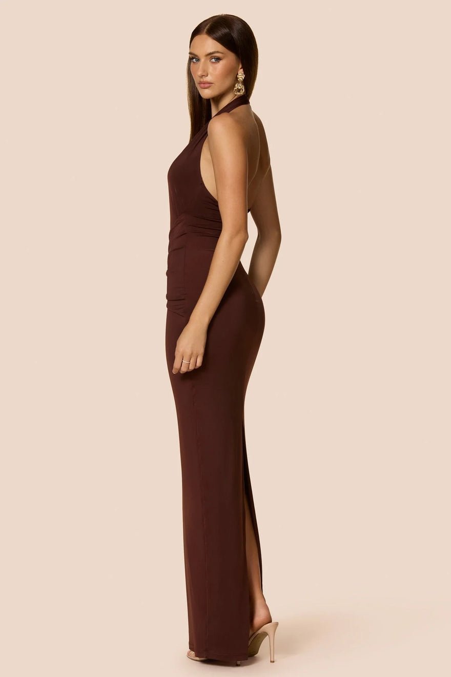 Nookie Leonie Halter Maxi Dress - Cocoa photo 3