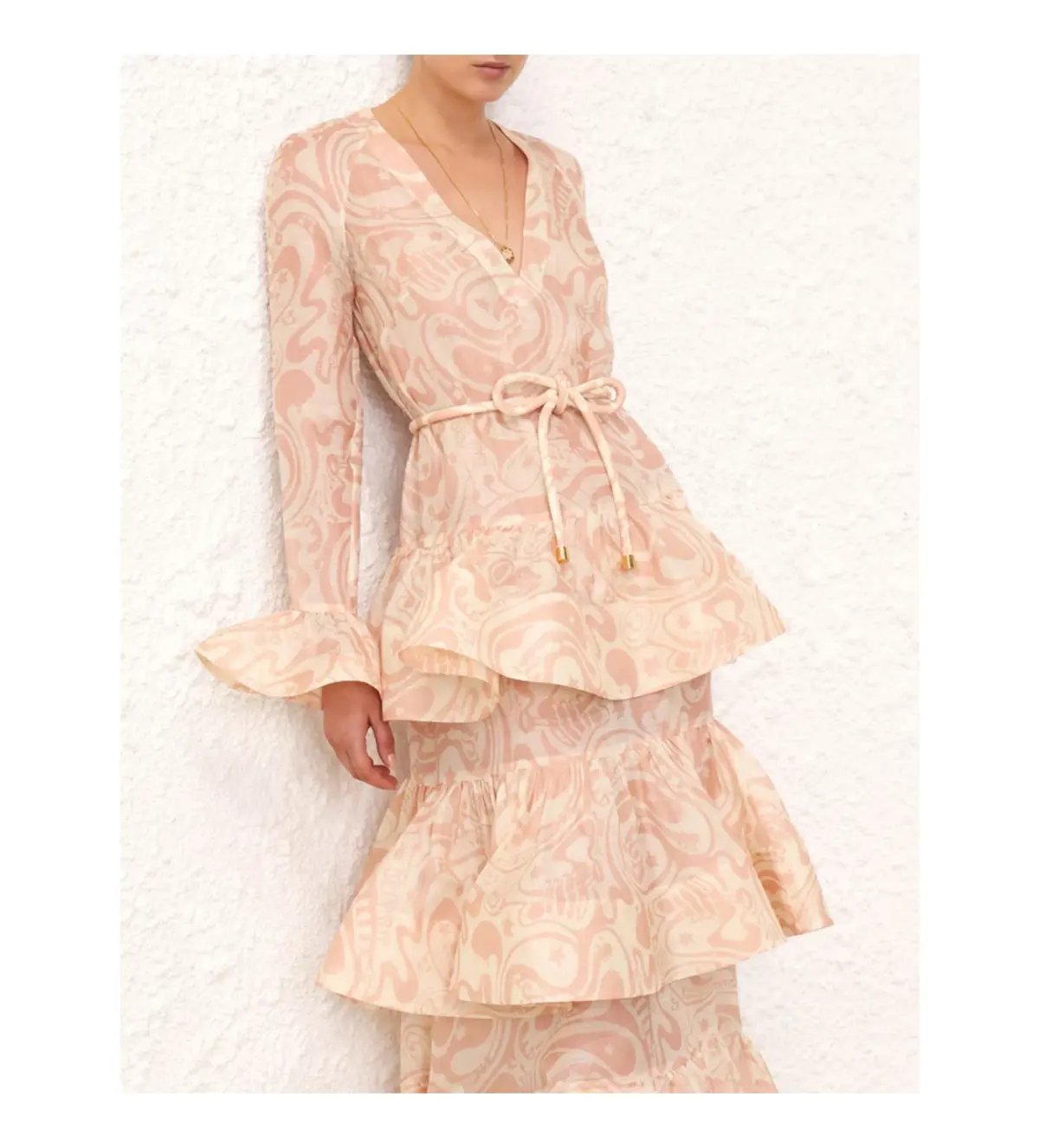 Zimmermann Matchmaker V Neck Maxi Gown in Pink Size 2 / Size AU 12 photo 3