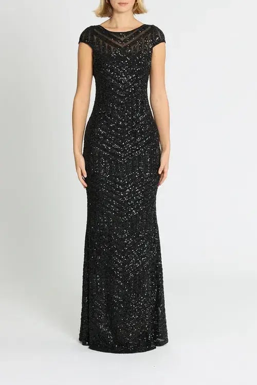 Langhem Ida Sequin Gown Black Size 14 photo 2