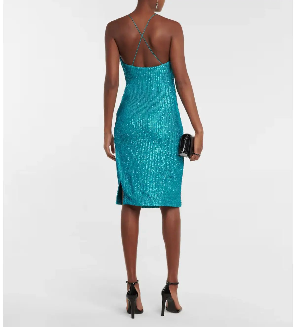 Rebecca Vallance Missing Hours Sequin Midi Dress Turquoise Size AU 6 photo 3