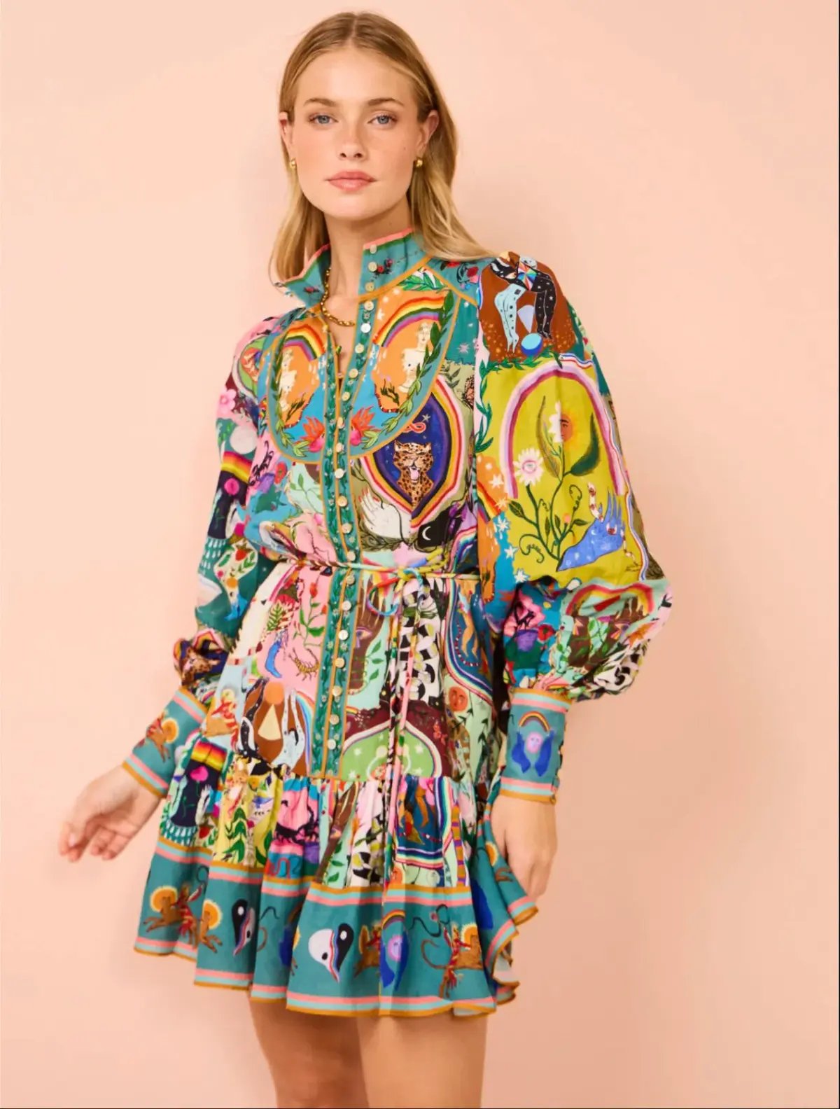 Alemais Evergreen Mini Dress Multi Size 6 photo 2