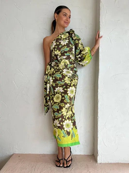 Alemais Winnie Midi Dress Chocolate/Floral Size 8 photo 2