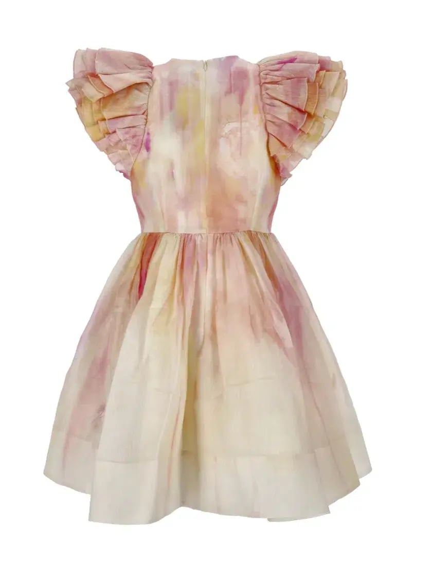 Zimmermann Prima Ruffle Mini Dress Abstract Multi Size 0 / Au 8 photo 4