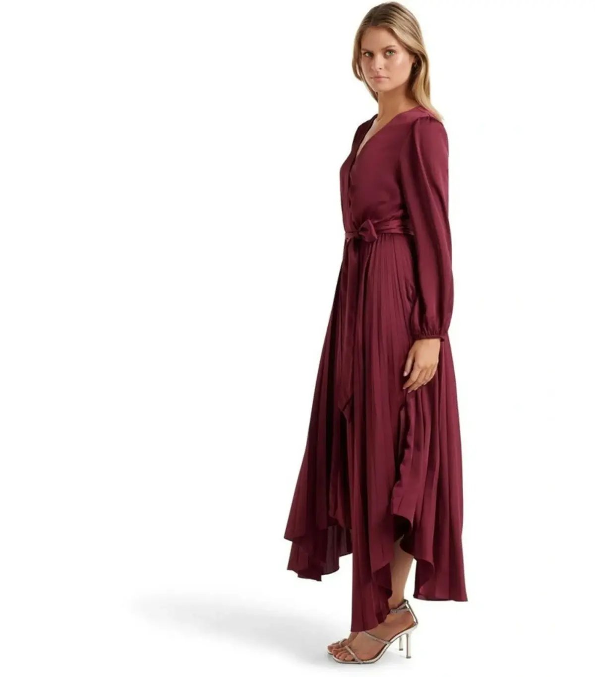 Forever New Ellery Pleated Wrap Midi Dress in Blackcurrant Size AU 6 photo 3