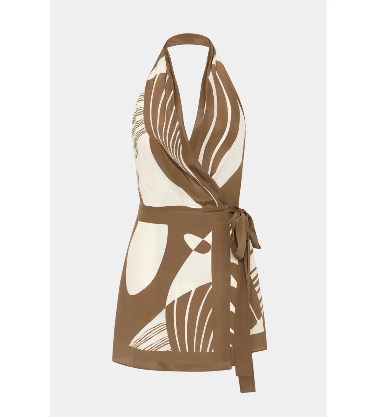 Almara Wrap Halter Mini Dress in Espresso Stripe Size 2 AU 10 photo 5