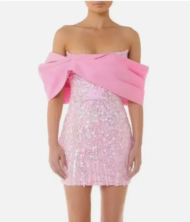 Eliya The Label Bianca Mini Dress Pink Sequence Dress Size L/ AU 12 photo 2