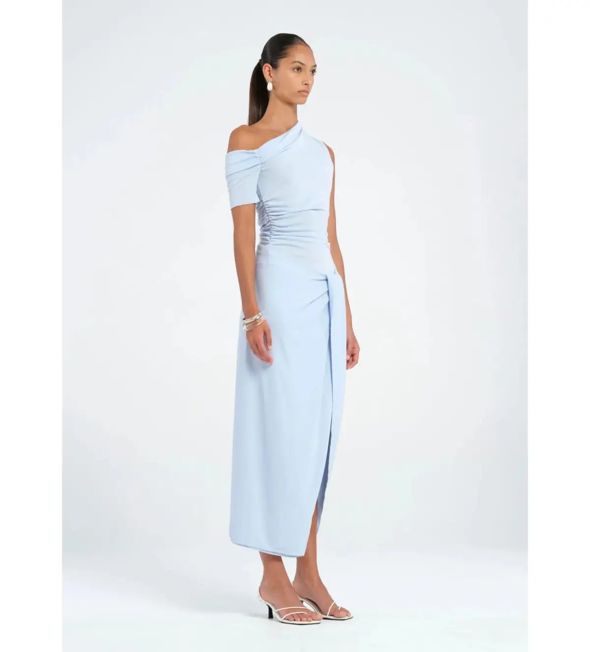 Benni Cleo One Shoulder Maxi Dress in Sky Blue Size AU 8 photo 2