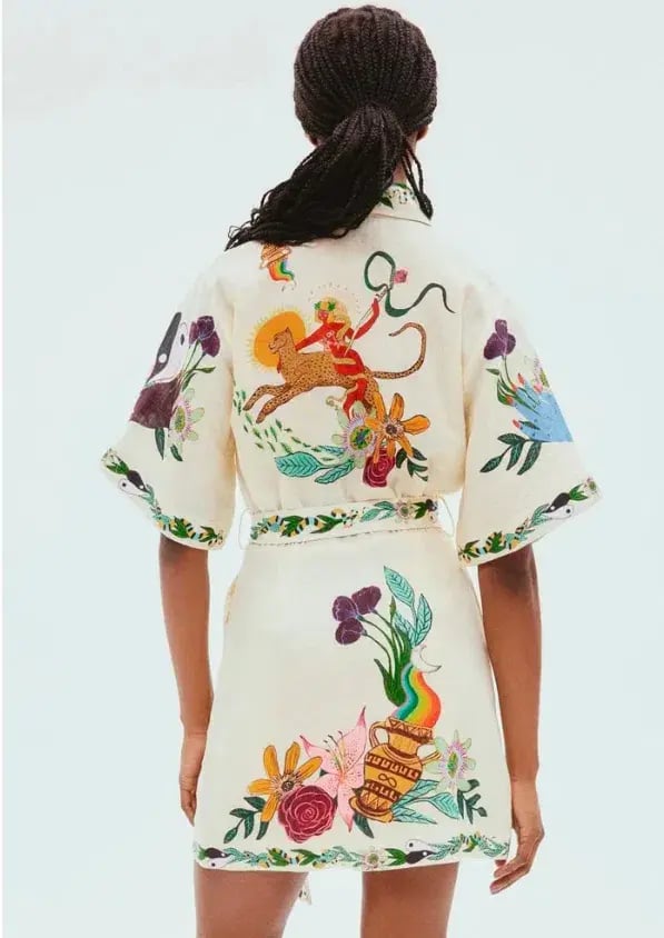 Alemais Meagan Linen Mini Dress Print Size 14 photo 3