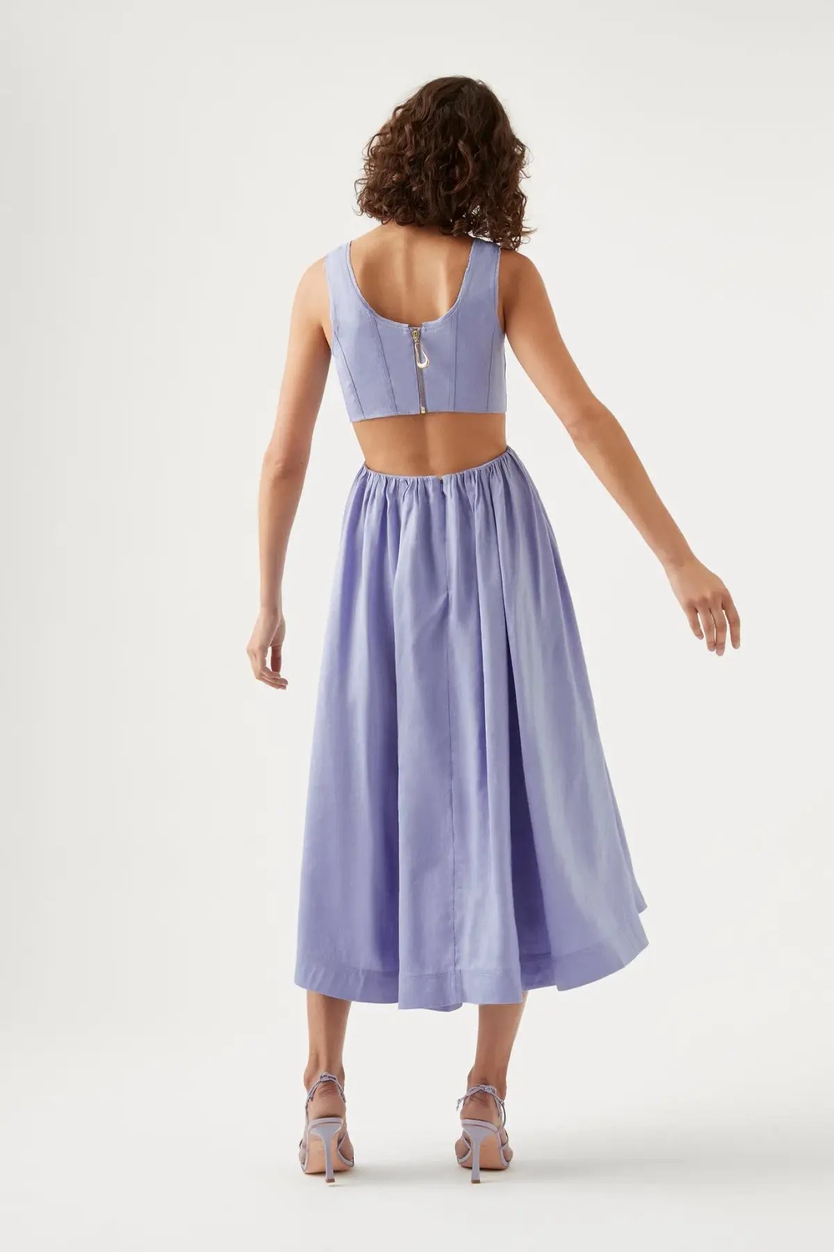Aje Virginie Cut Out Midi Dress Cool Lavender Size 8 / S photo 3