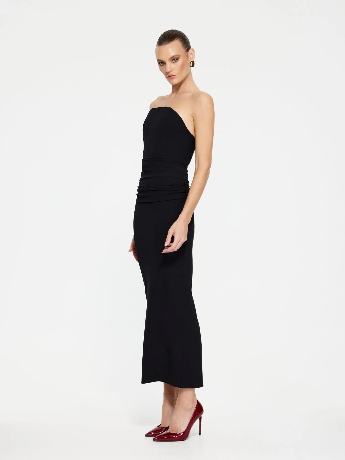 EFFIE KATS ASTOR STRAPLESS MIDI DRESS - BLACK photo 4