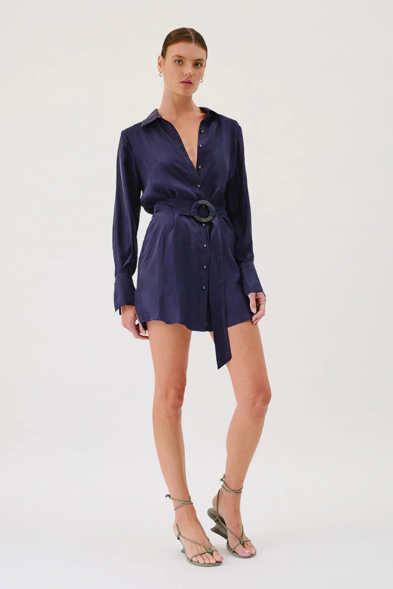 SUBOO JASPER MINI SHIRT DRESS - NAVY photo 2
