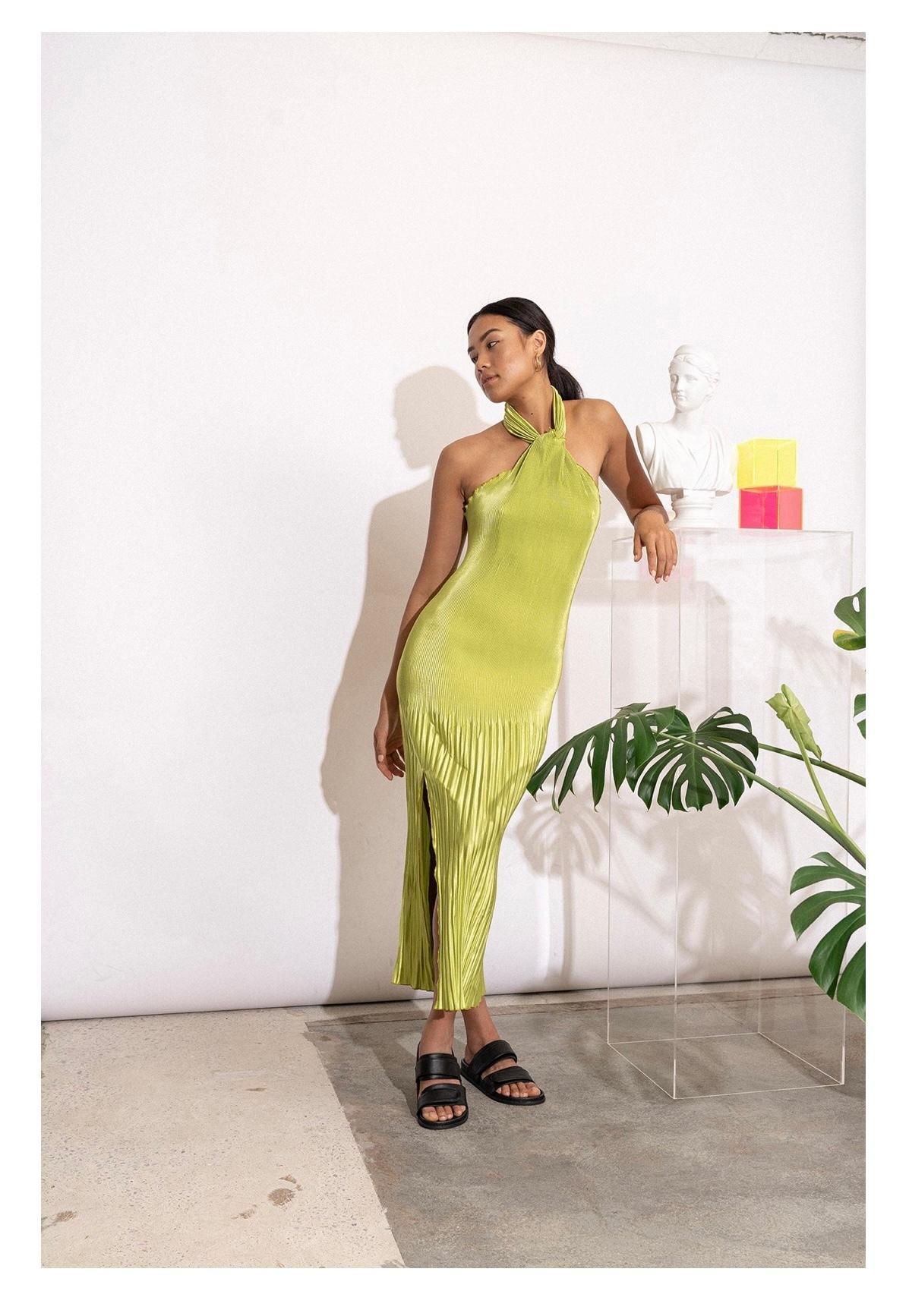 L’IDEE SIOREE Pleated Halter Gown photo 2