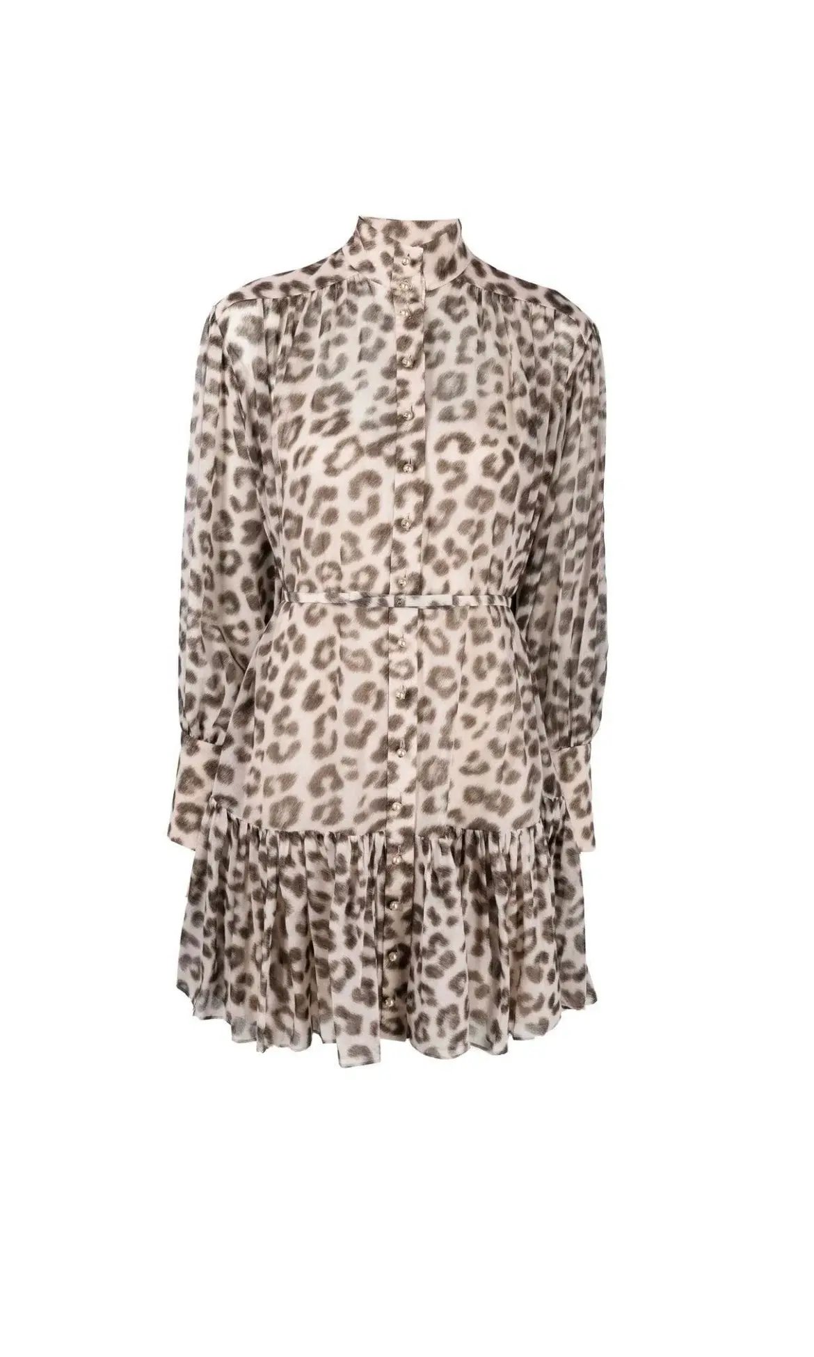 Zimmermann Gathered Cotton and Silk Blend Mini Dress Leopard Print Size 0P / AU 6 photo 4